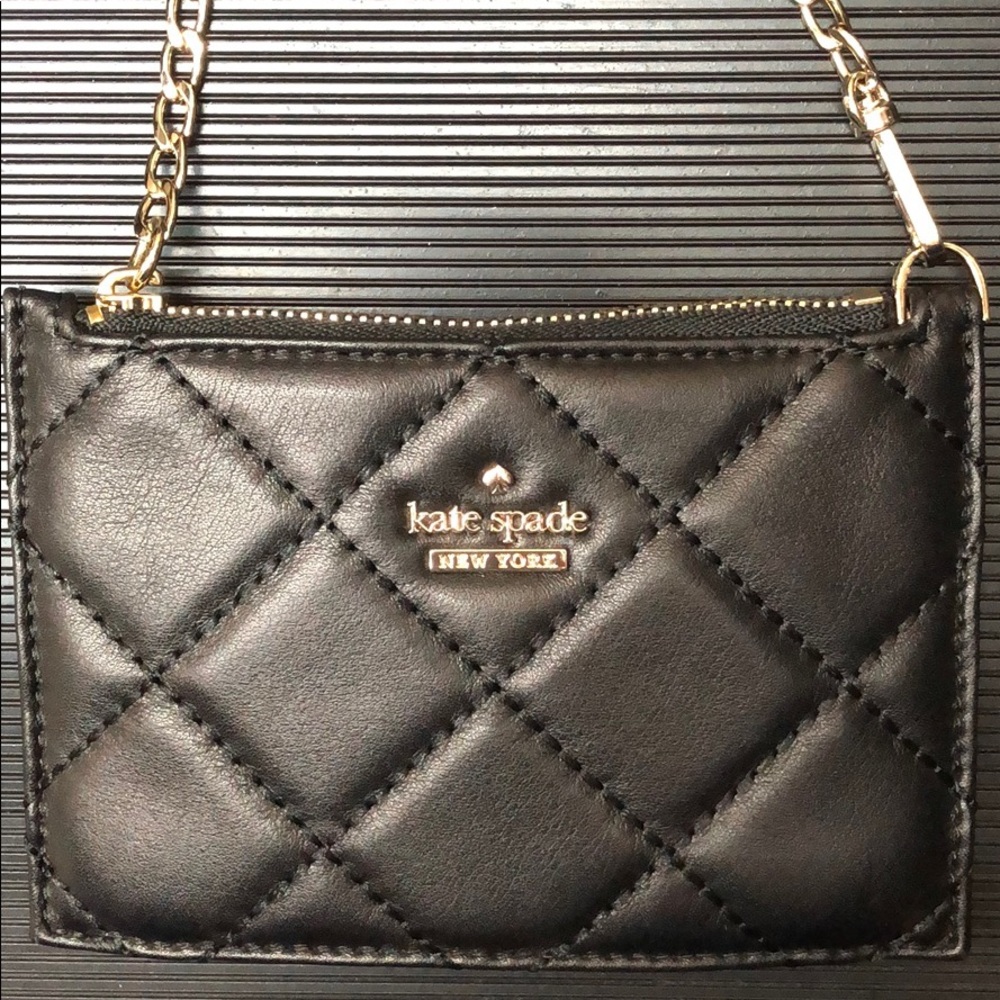 NEWSmall Kate Spade Black Quilted Leather Wristlet